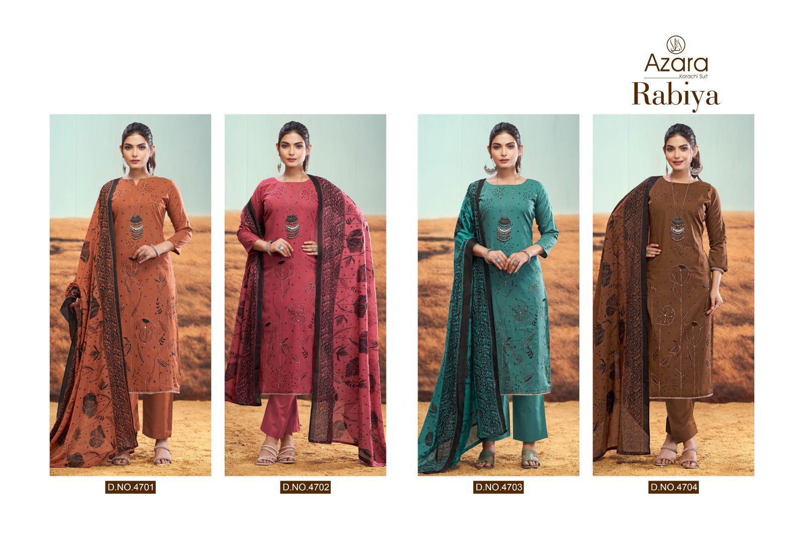  Radhika Azara Rabiya Lawn Cotton Dress Material Collection